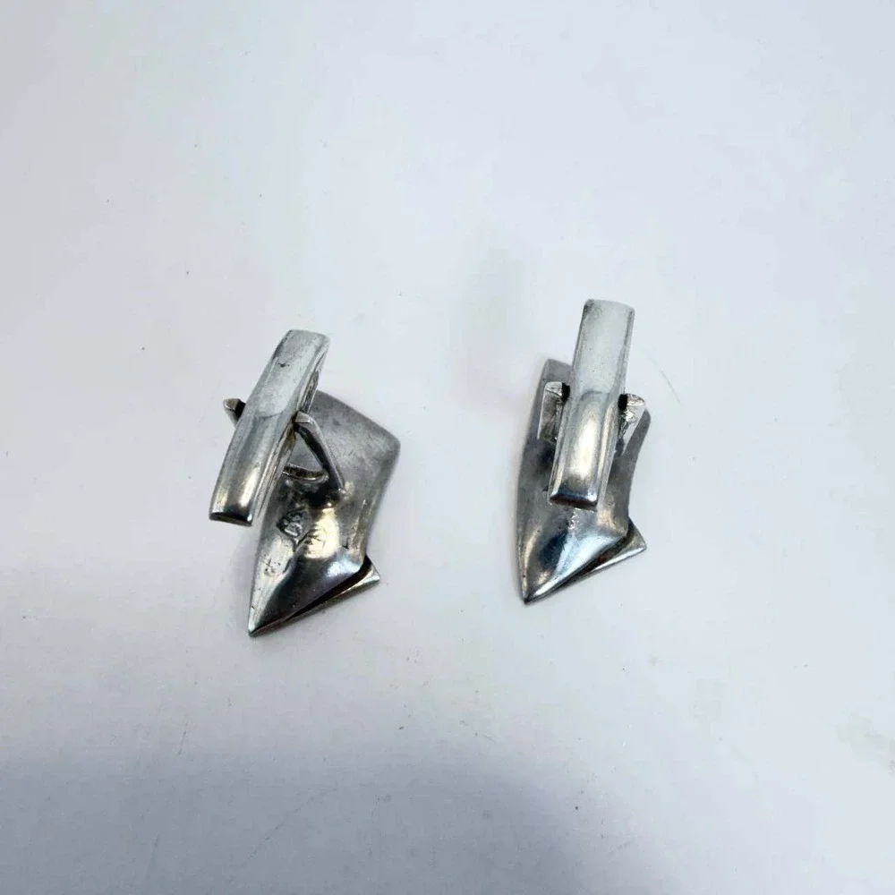 Vintage Mexican Sterling Silver Cufflinks Mid Century Modern Geometric Eagle 36